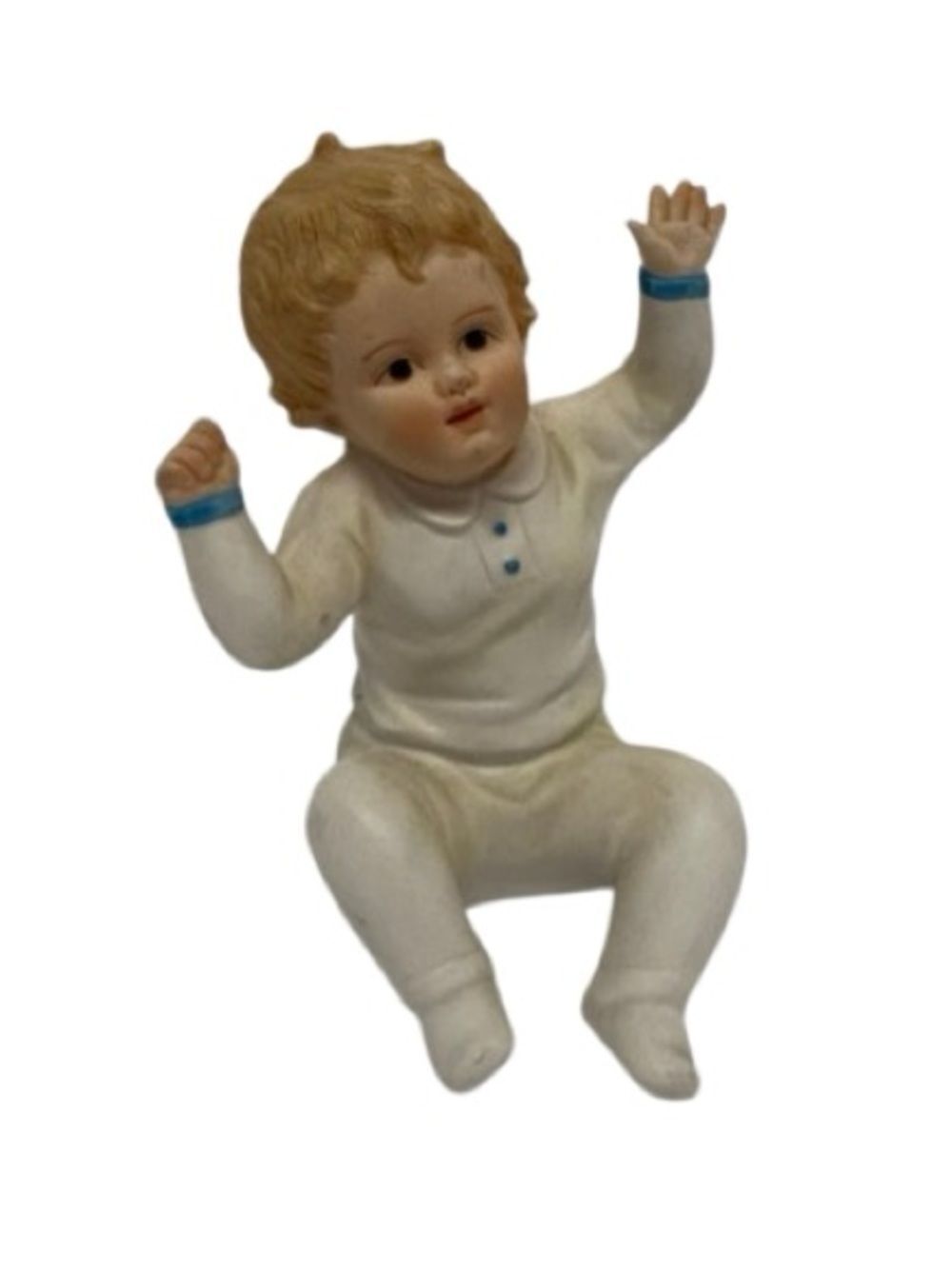 Andrea by Sadek Piano Baby Boy 8376 Japan Sitting Boy Bisque Mid-Century Modern